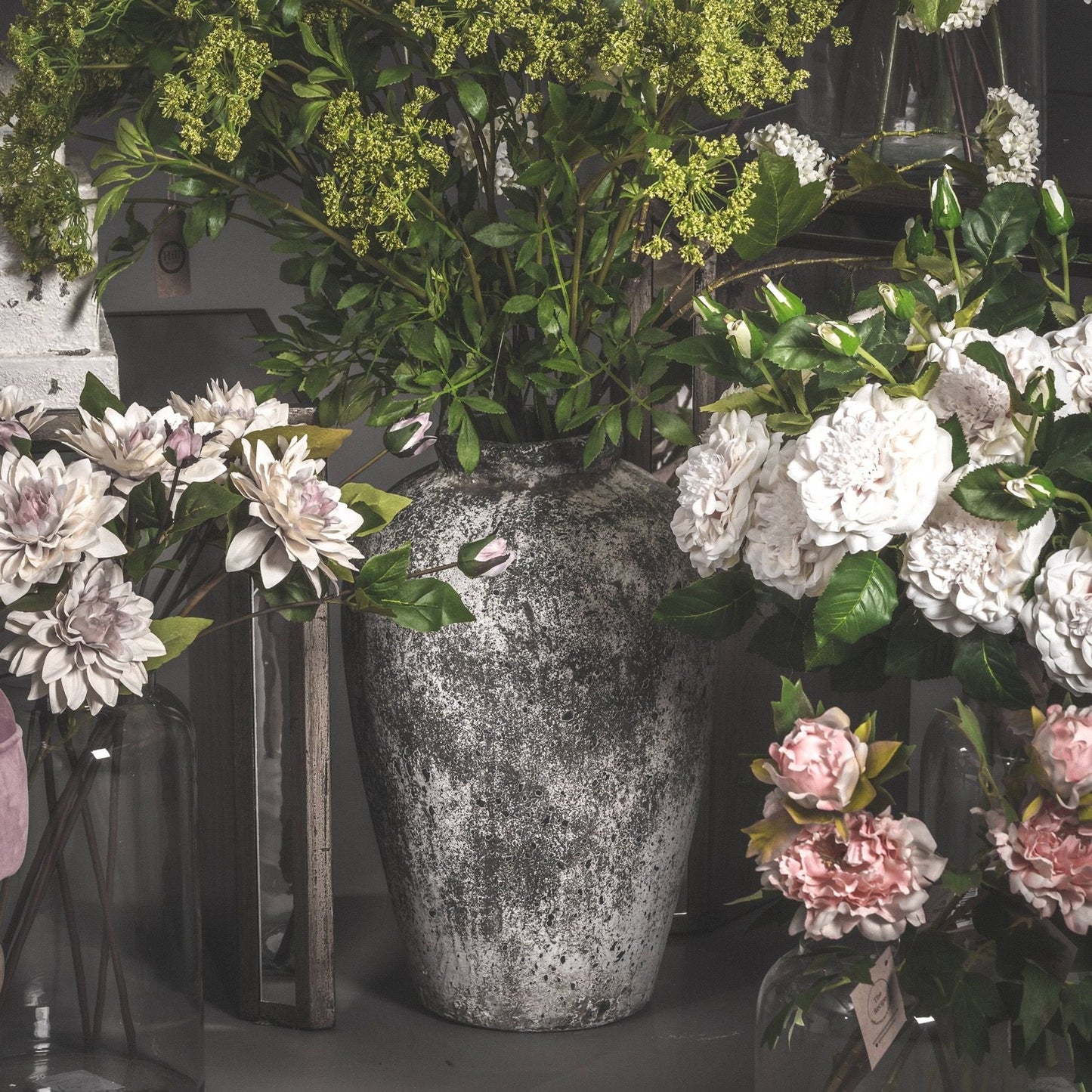 Aged Stone Tall Ceramic Vase for Stunning Arrangements - Darlington's Décor