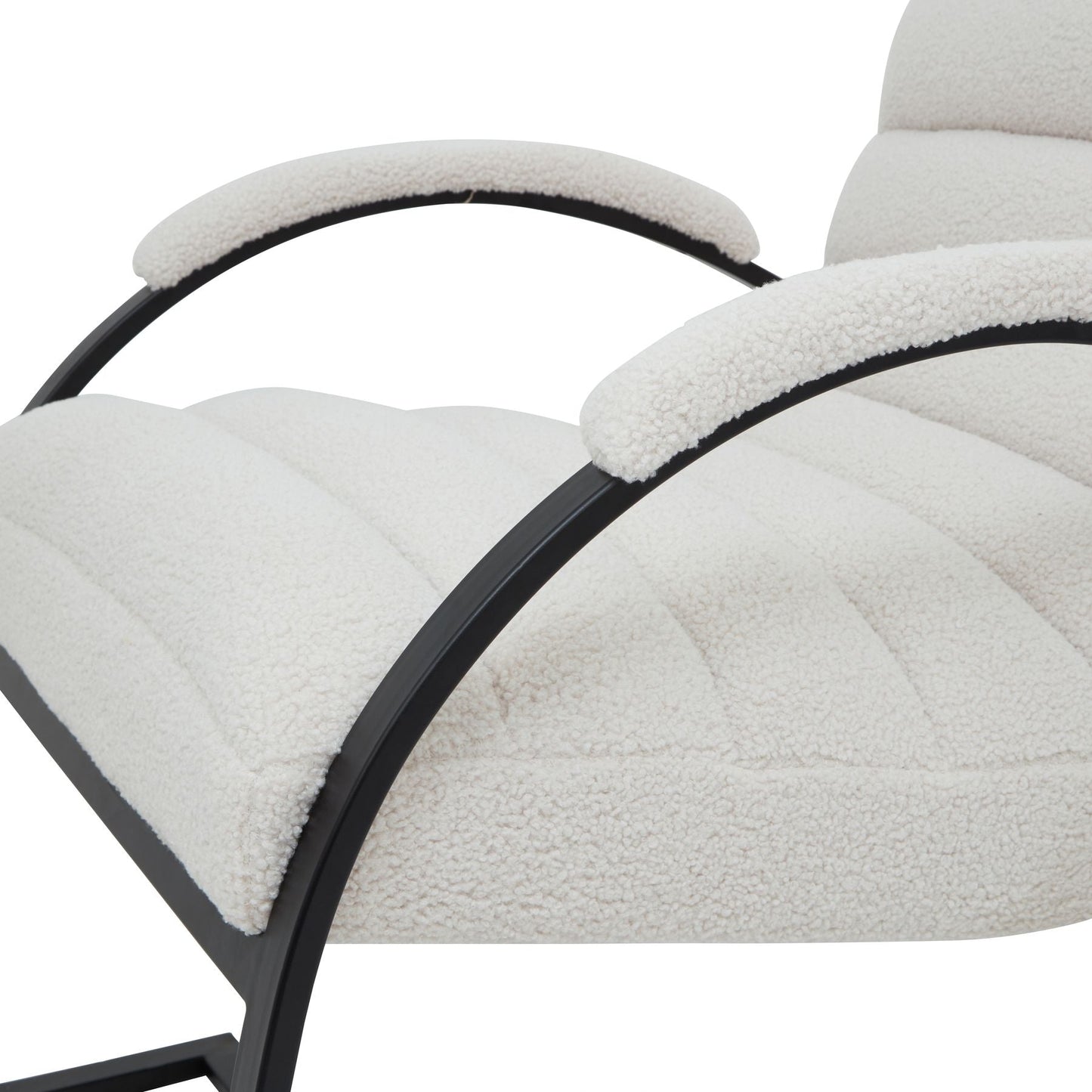 Luxurious Boucle Ribbed Ark Chair with Ergonomic Design - Darlington's Décor