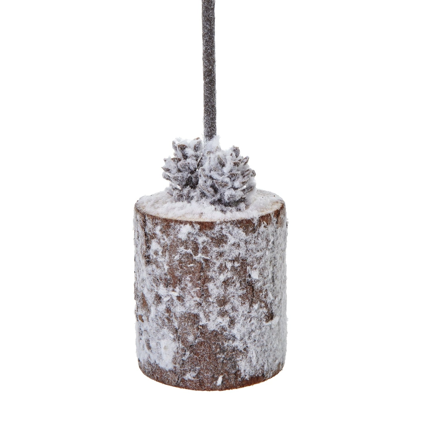Charming Small Snowy Tree In Wood Log Display - Darlington's Décor