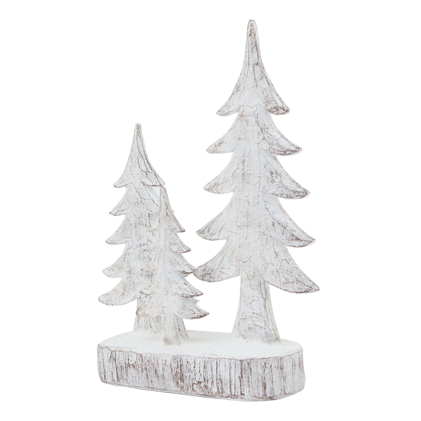 Charming Small Three Snowy Pine Tree Sculpture - Darlington's Décor