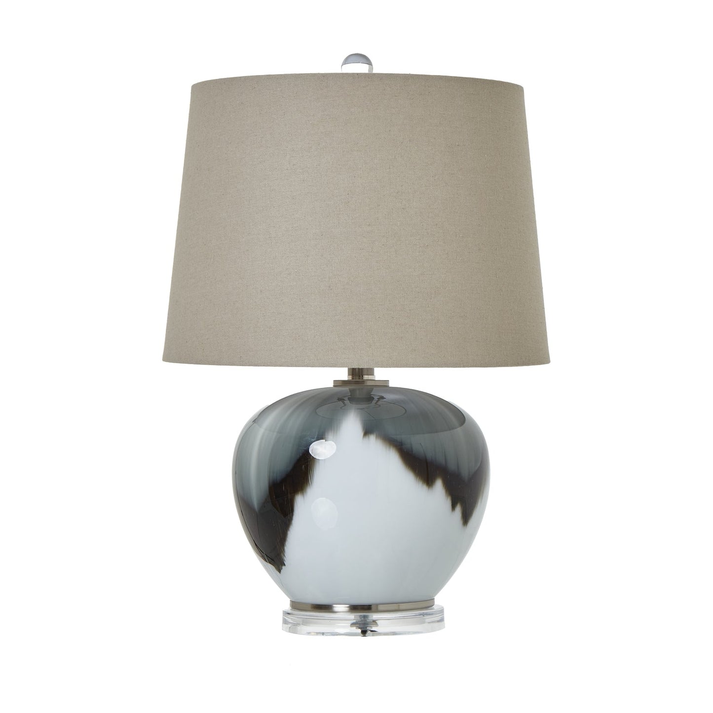 Elegant Grey Glass Table Lamp With Linen Shade - Darlington's Décor