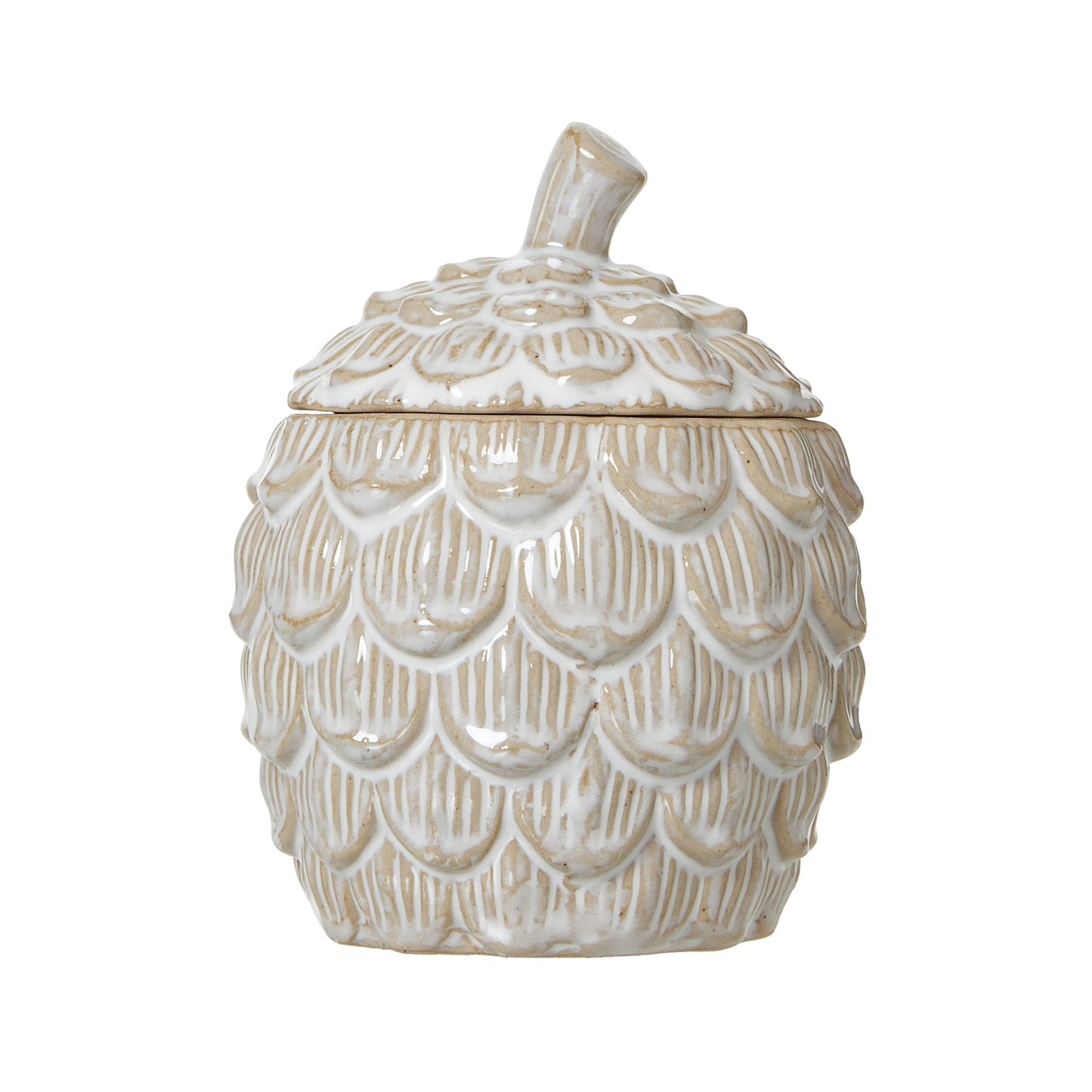 Elegant Medium Ceramic Pine Cone Trinket Dish With Lid - Darlington's Décor
