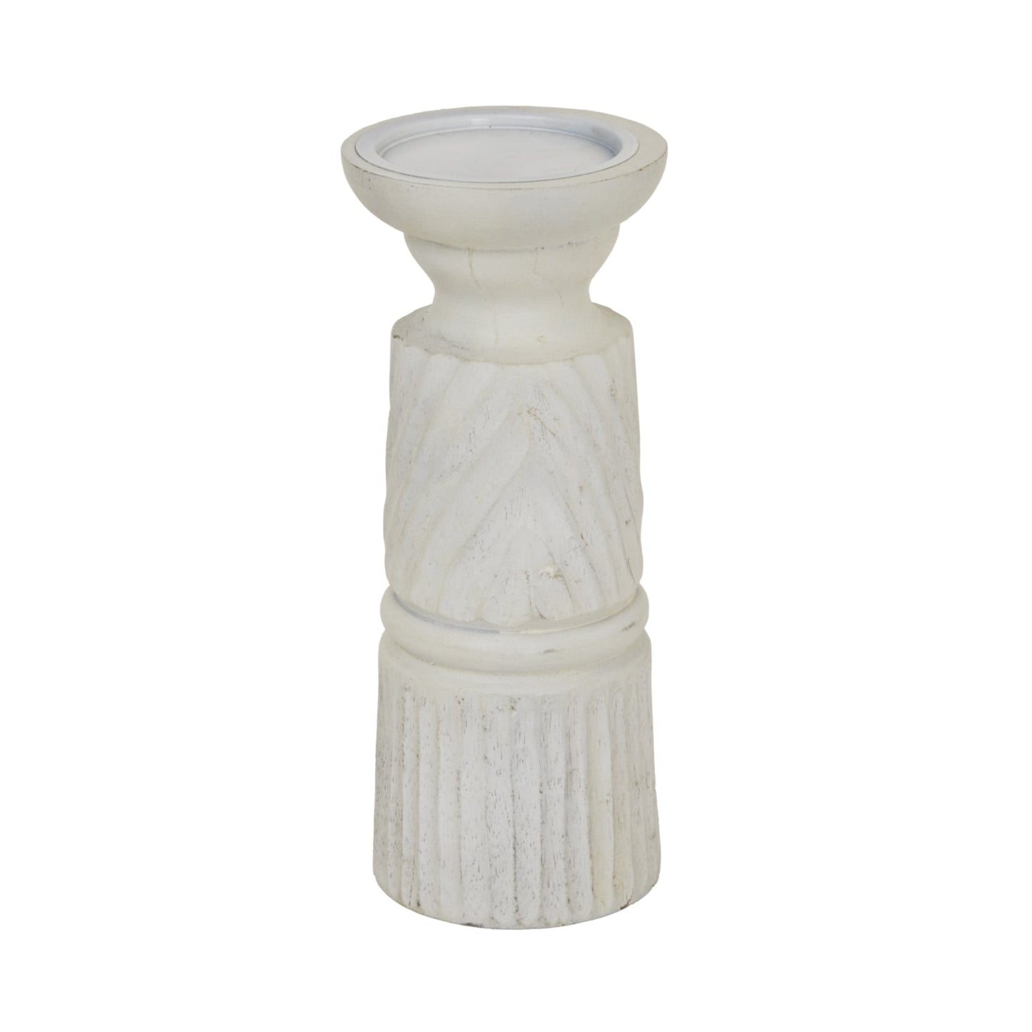 Elegant Medium White Carved Candle Holder for Any Space - Darlington's Décor