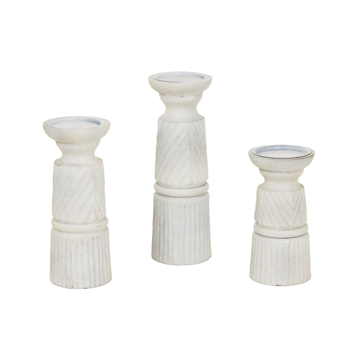 Elegant Medium White Carved Candle Holder for Any Space - Darlington's Décor