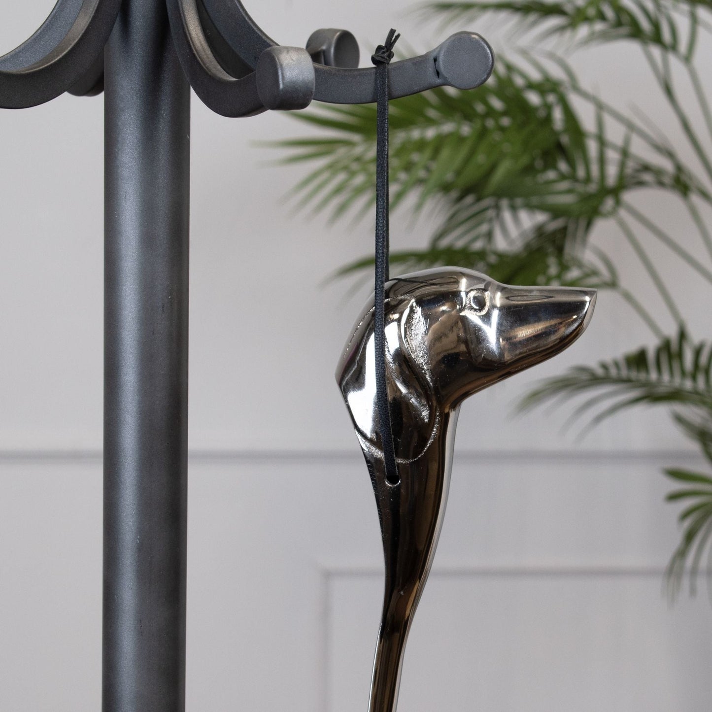 Elegant Silver Nickel Dog Head Detail Shoe Horn - Darlington's Décor