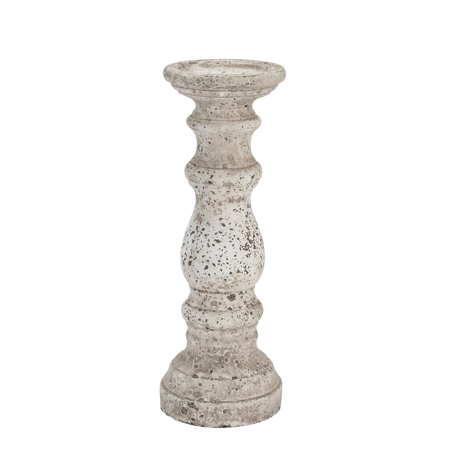 Elegant Small Stone Ceramic Column Candle Holder - Darlington's Décor