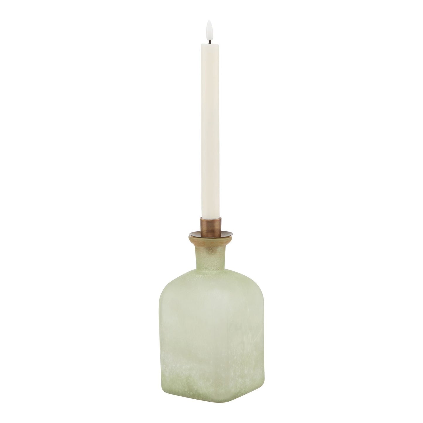 Elegant Smoked Sage and Aged Brass Large Candle Holder Vase - Darlington's Décor