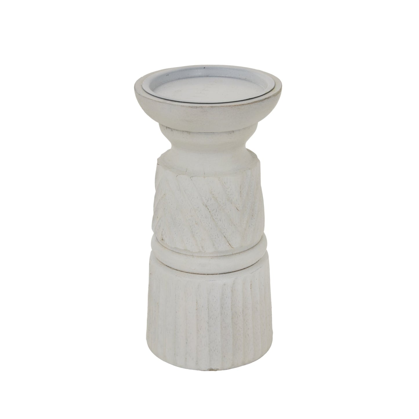 Elegant White Carved Candle Holder for Timeless Decor - Darlington's Décor