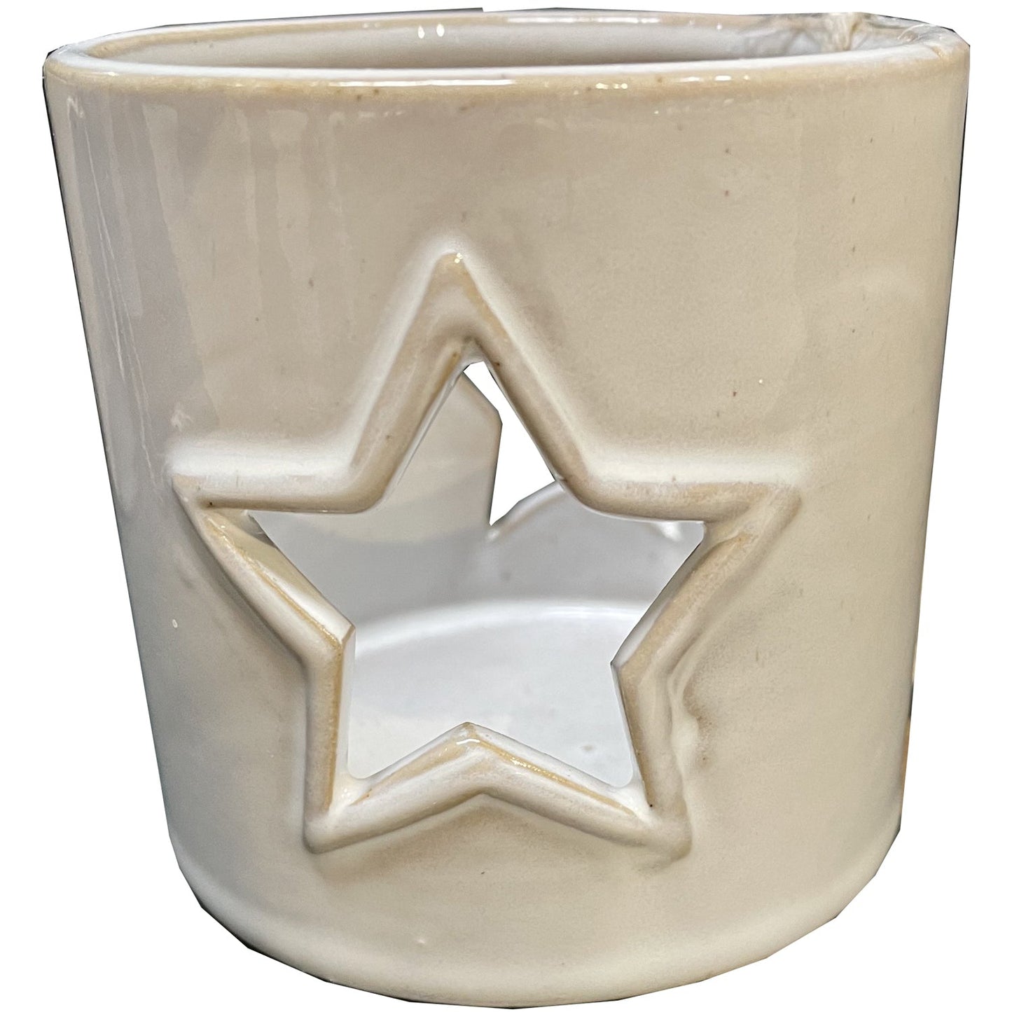 Enchanting White Ceramic Star Cut - Out Tealight Holder - Darlington's Décor
