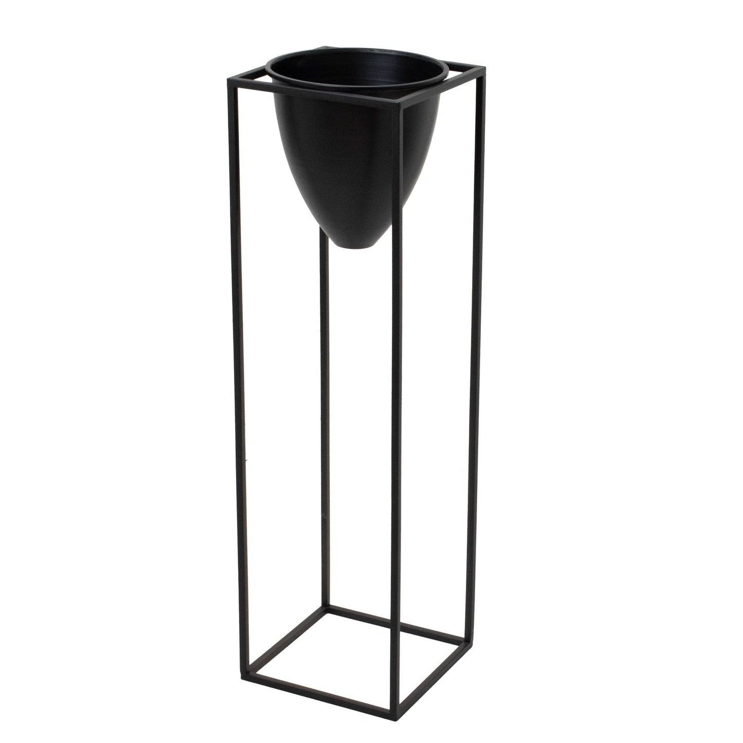 Large Matt Black Bullet Planter On Black Frame Display - Darlington's Décor