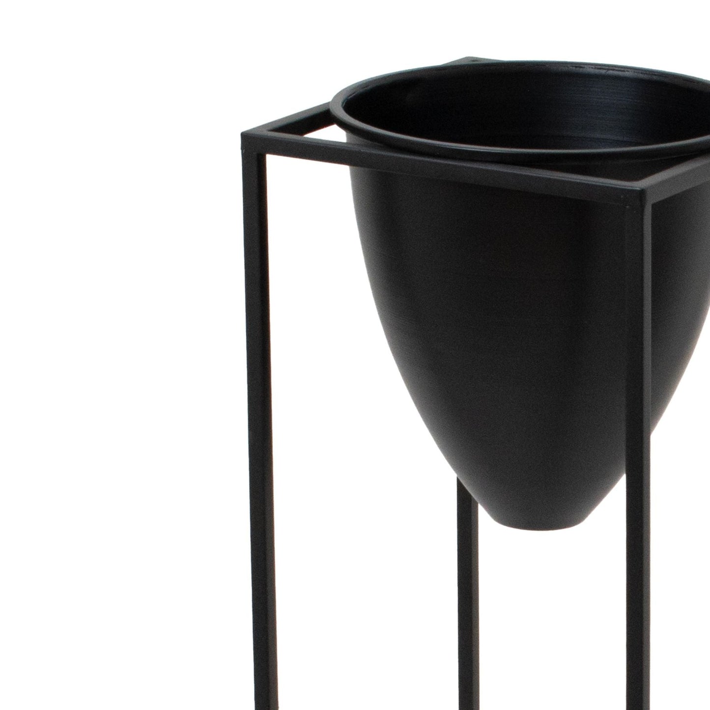 Large Matt Black Bullet Planter On Black Frame Display - Darlington's Décor