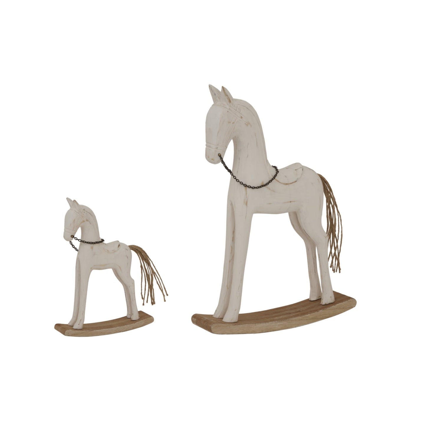 Large Whitewashed Rustic Rocking Horse for Charming Decor - Darlington's Décor