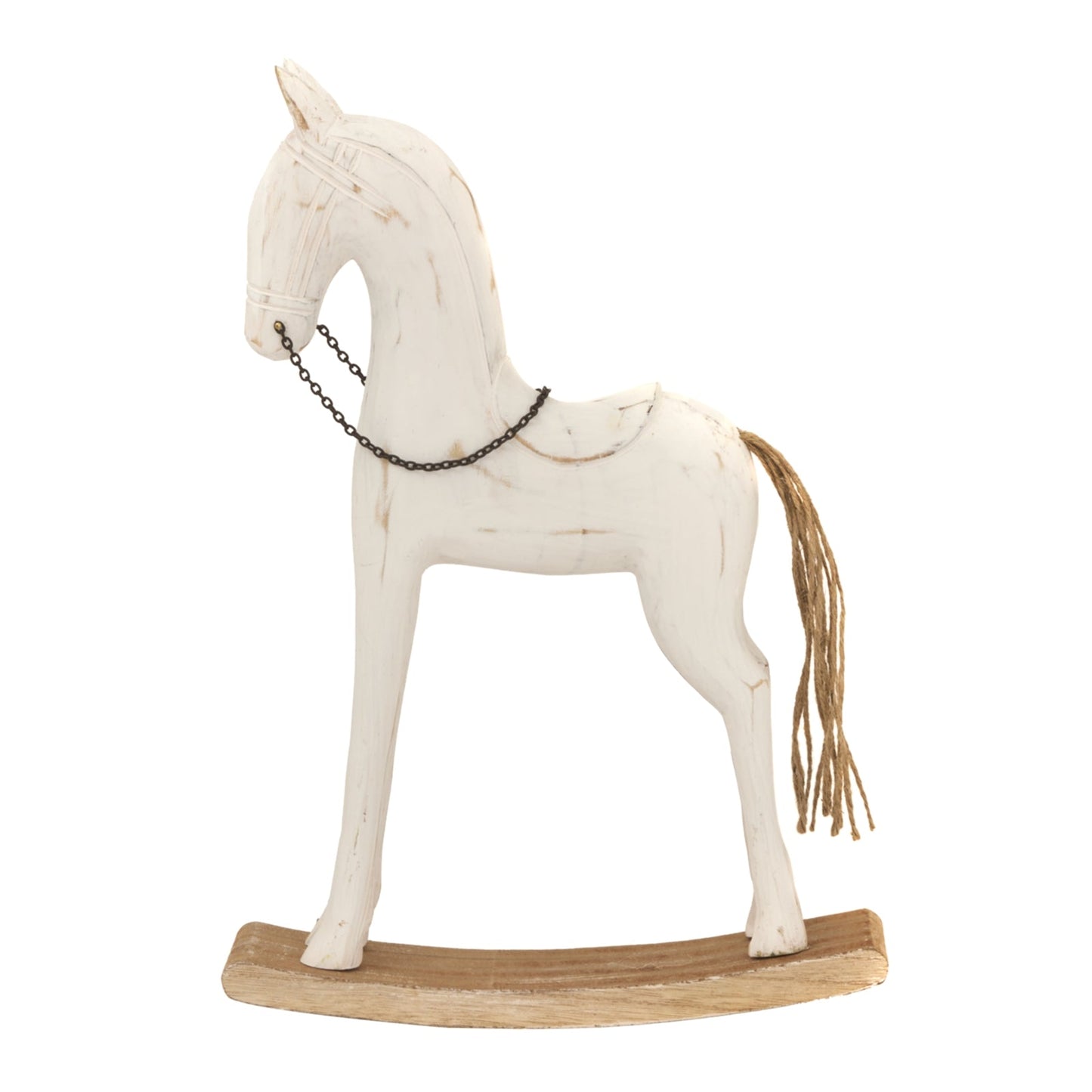 Large Whitewashed Rustic Rocking Horse for Charming Decor - Darlington's Décor