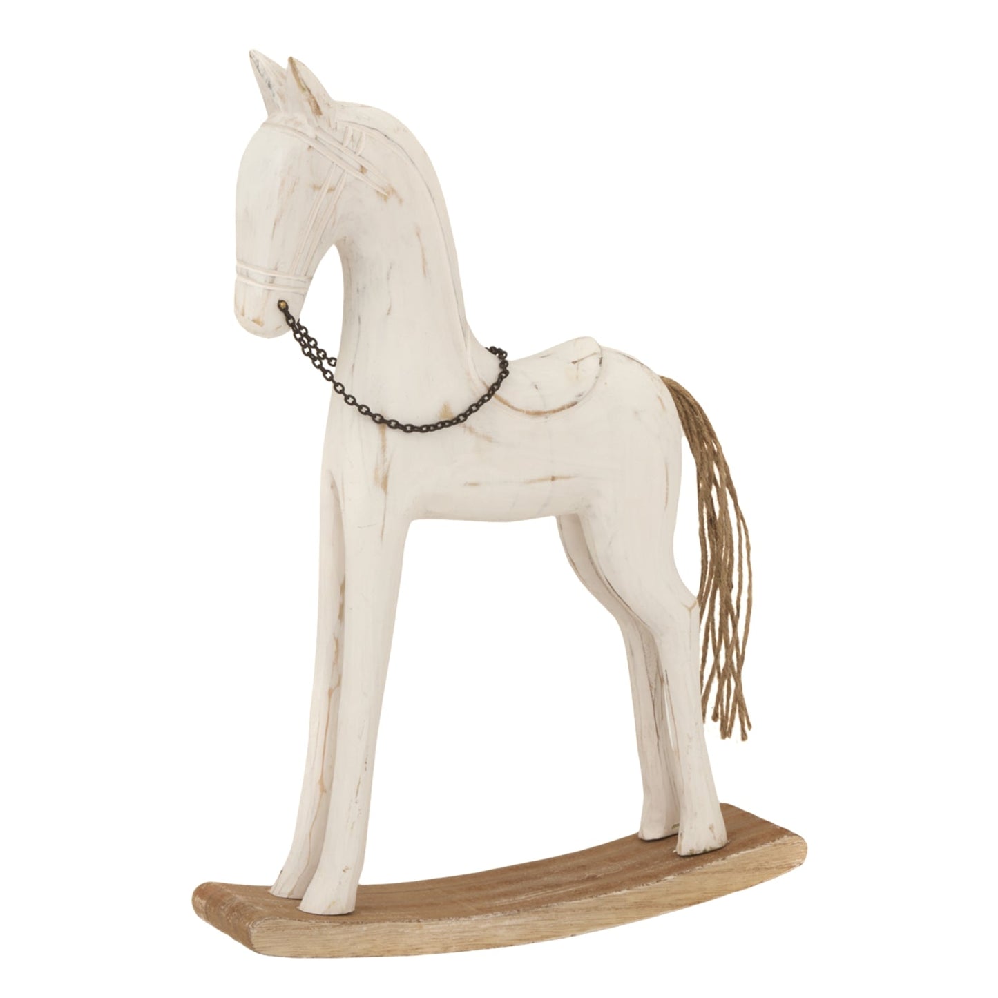 Large Whitewashed Rustic Rocking Horse for Charming Decor - Darlington's Décor