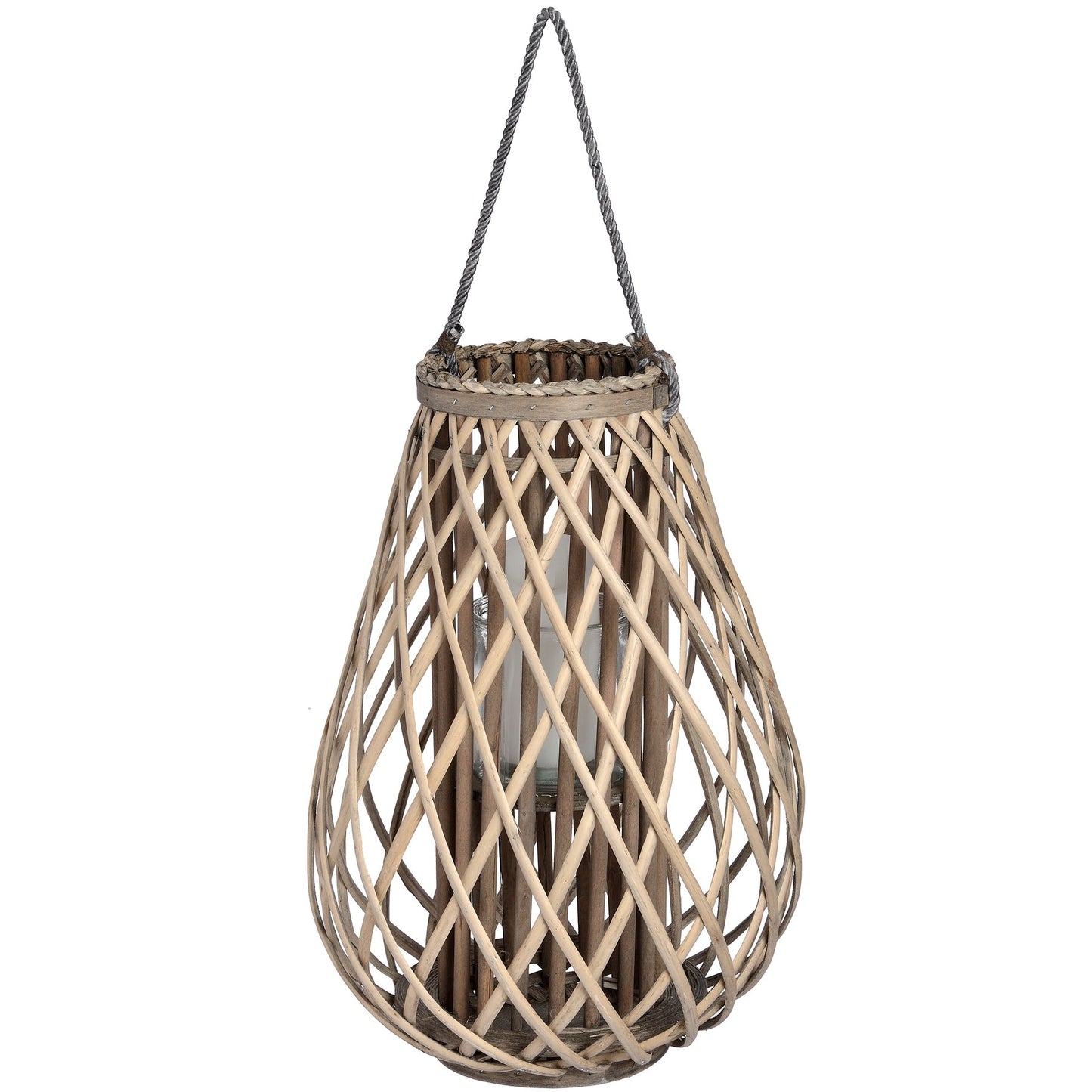 Large Wicker Bulbous Lantern for Enchanting Ambiance - Darlington's Décor