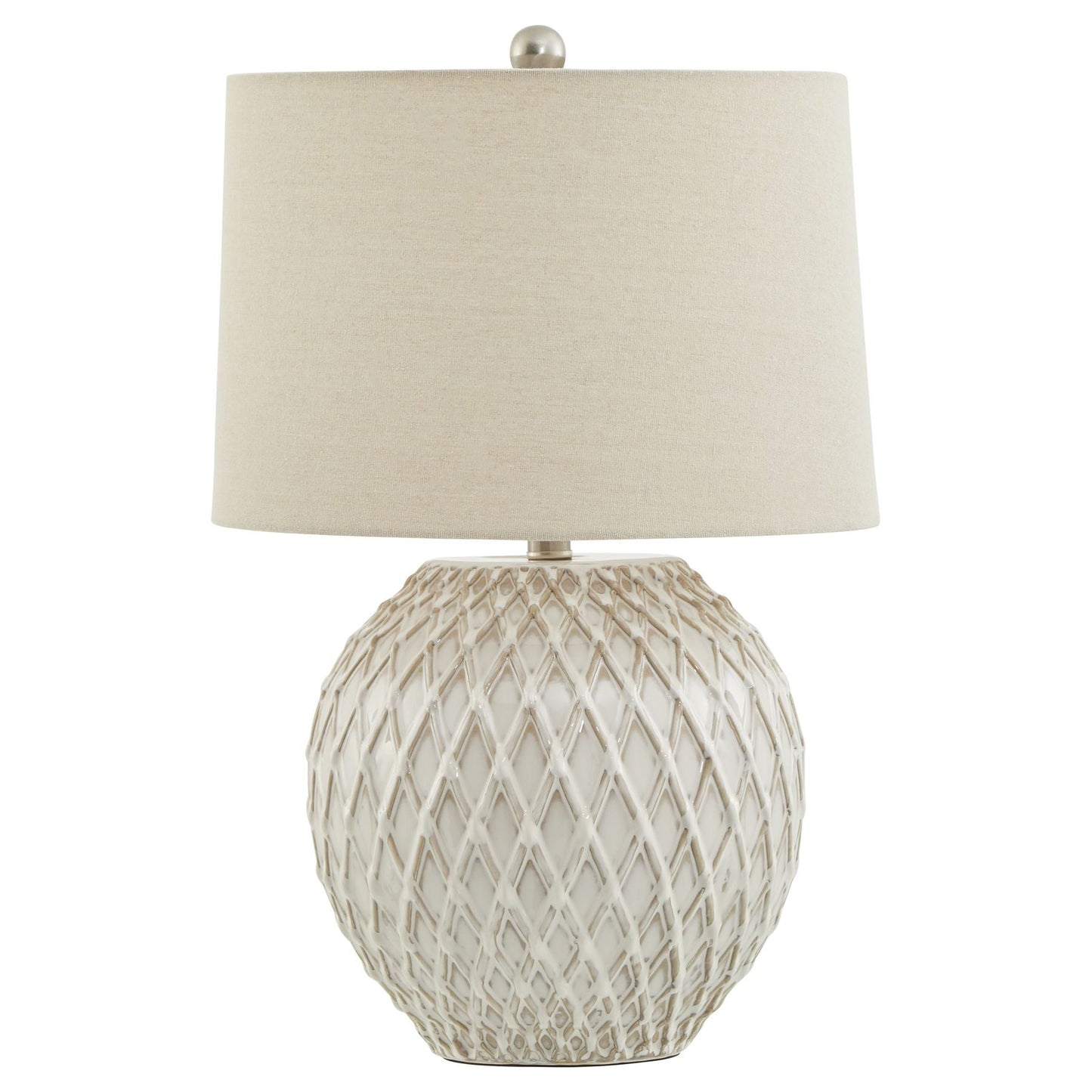Lattice Ceramic Table Lamp With Linen Shade Design - Darlington's Décor