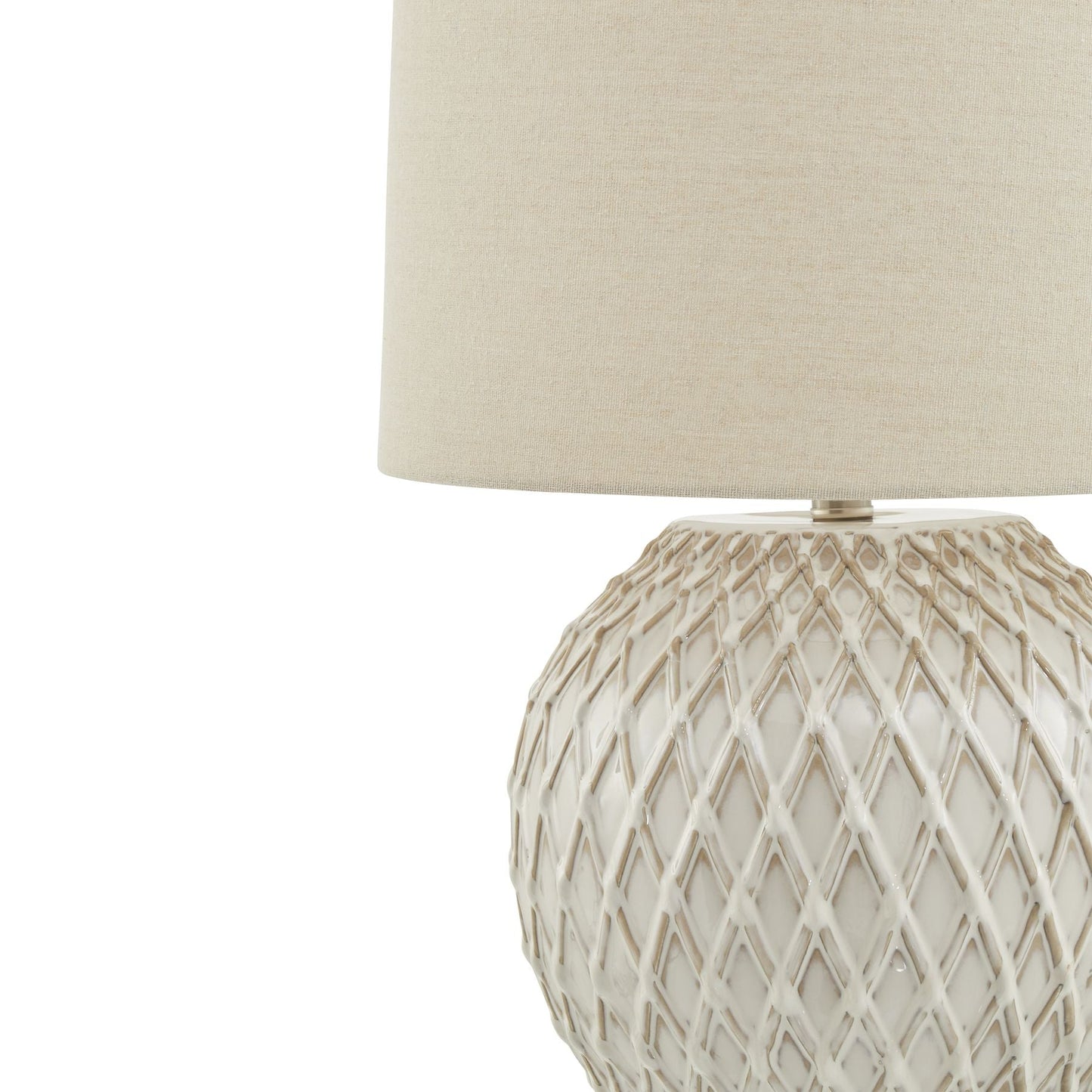 Lattice Ceramic Table Lamp With Linen Shade Design - Darlington's Décor