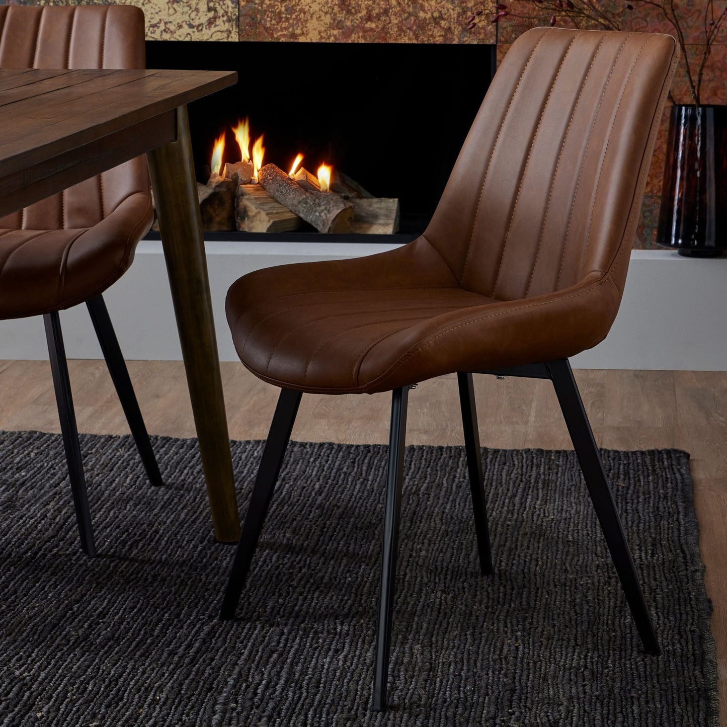 Elegant Malmo Tan Dining Chair with Easy - Care Faux Leather - Darlington's Décor