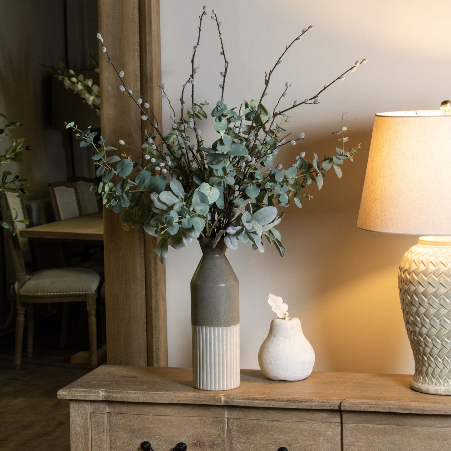 Mason Collection Grey Ceramic Ellipse Tall Vase Design - Darlington's Décor