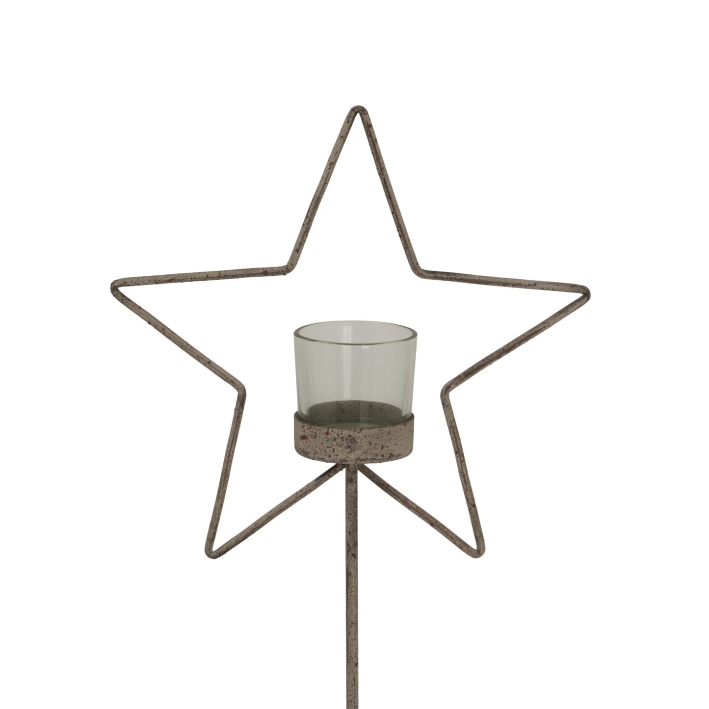 Natural Rustic Star On Wood Stand With Glass Votive Decor - Darlington's Décor