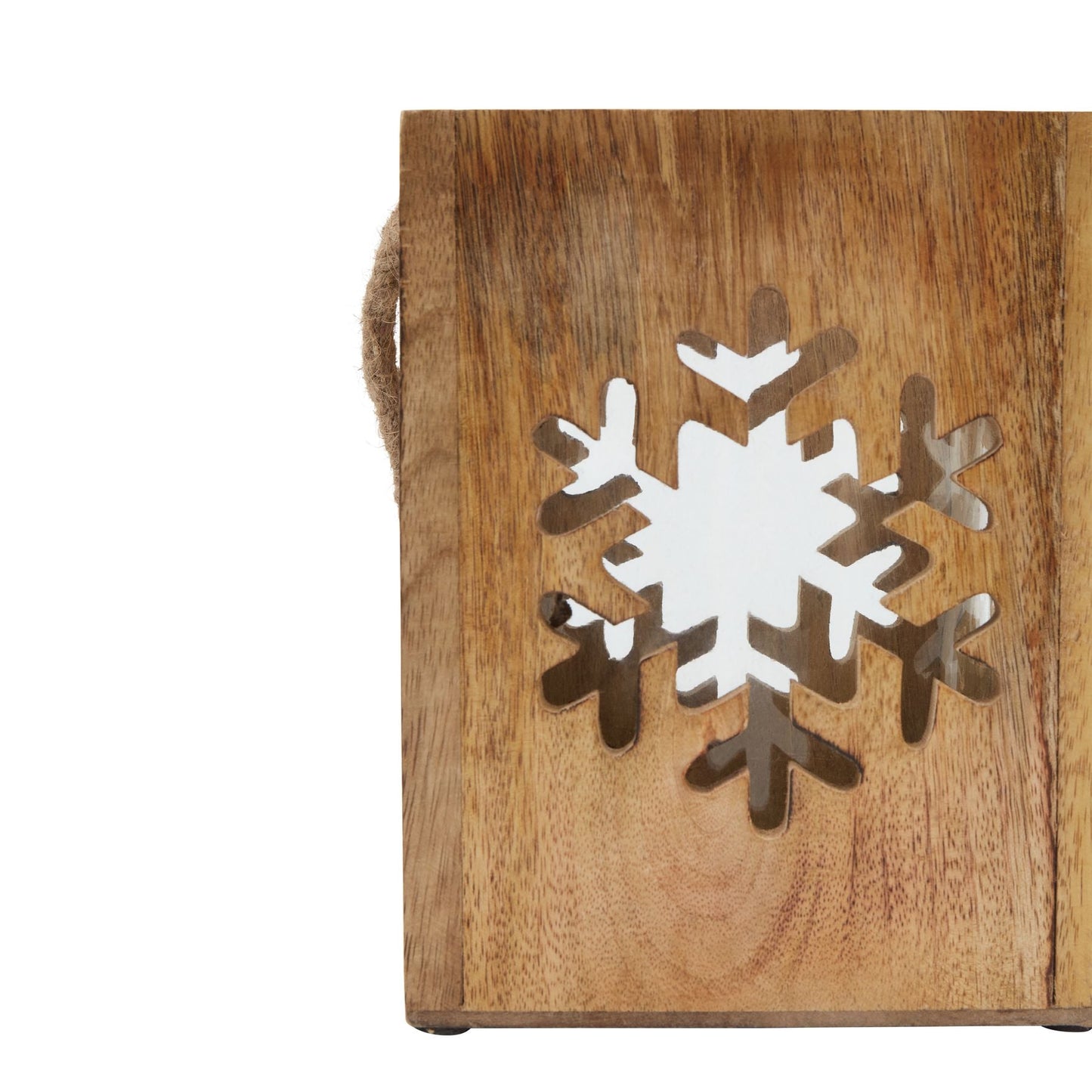 Natural Wooden Large Snowflake Tealight Candle Holder Decor - Darlington's Décor