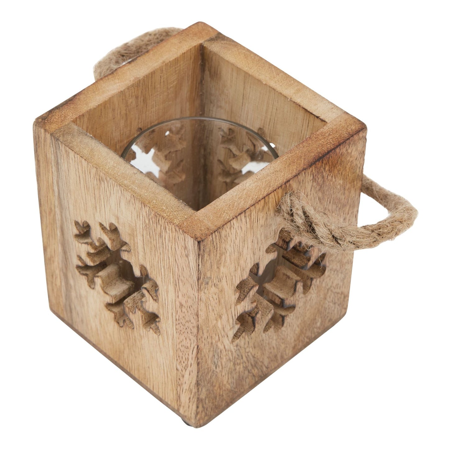 Natural Wooden Small Snowflake Tealight Candle Holder Decor - Darlington's Décor