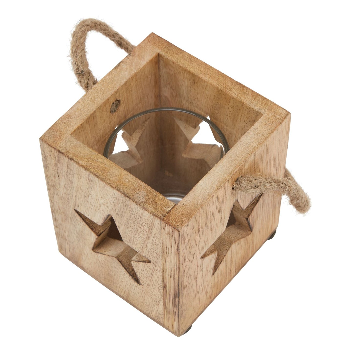 Natural Wooden Small Star Tealight Candle Holder Charm - Darlington's Décor