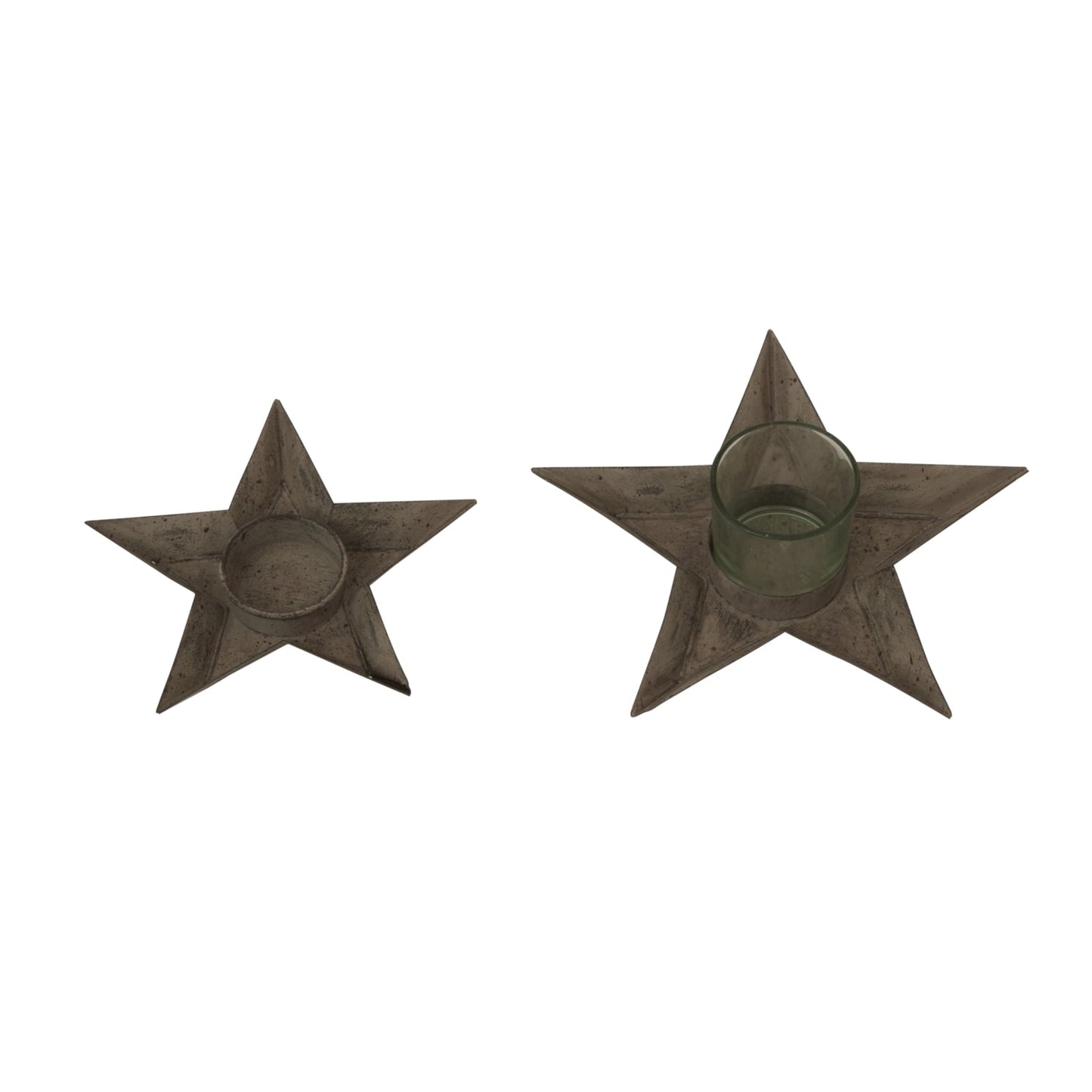 Rustic Metal Star Tealight With Glass Votive Holder - Darlington's Décor