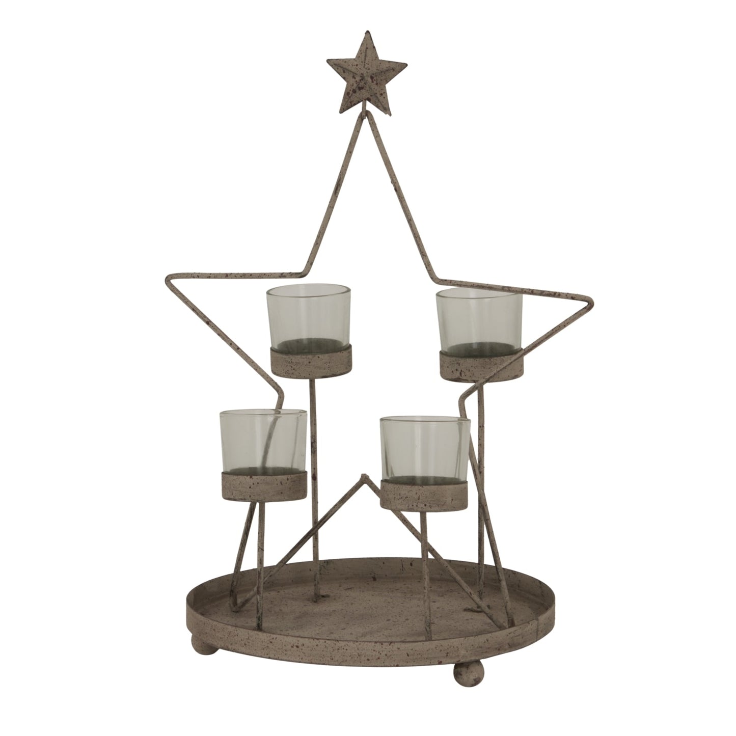 Rustic Outline Star With Four Glass Votives Display - Darlington's Décor