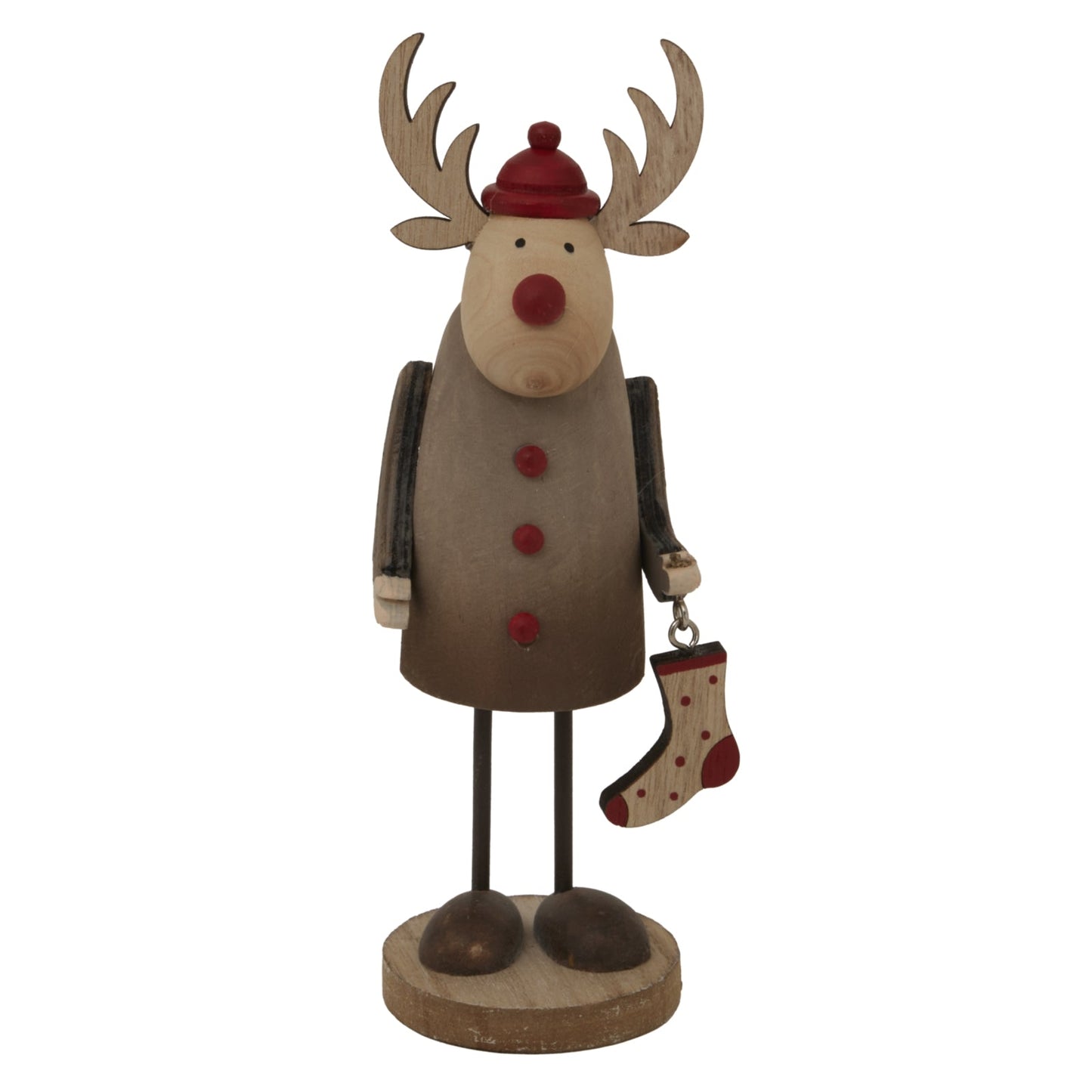 Rustic Rudolf With Stocking Decoration for Festive Charm - Darlington's Décor