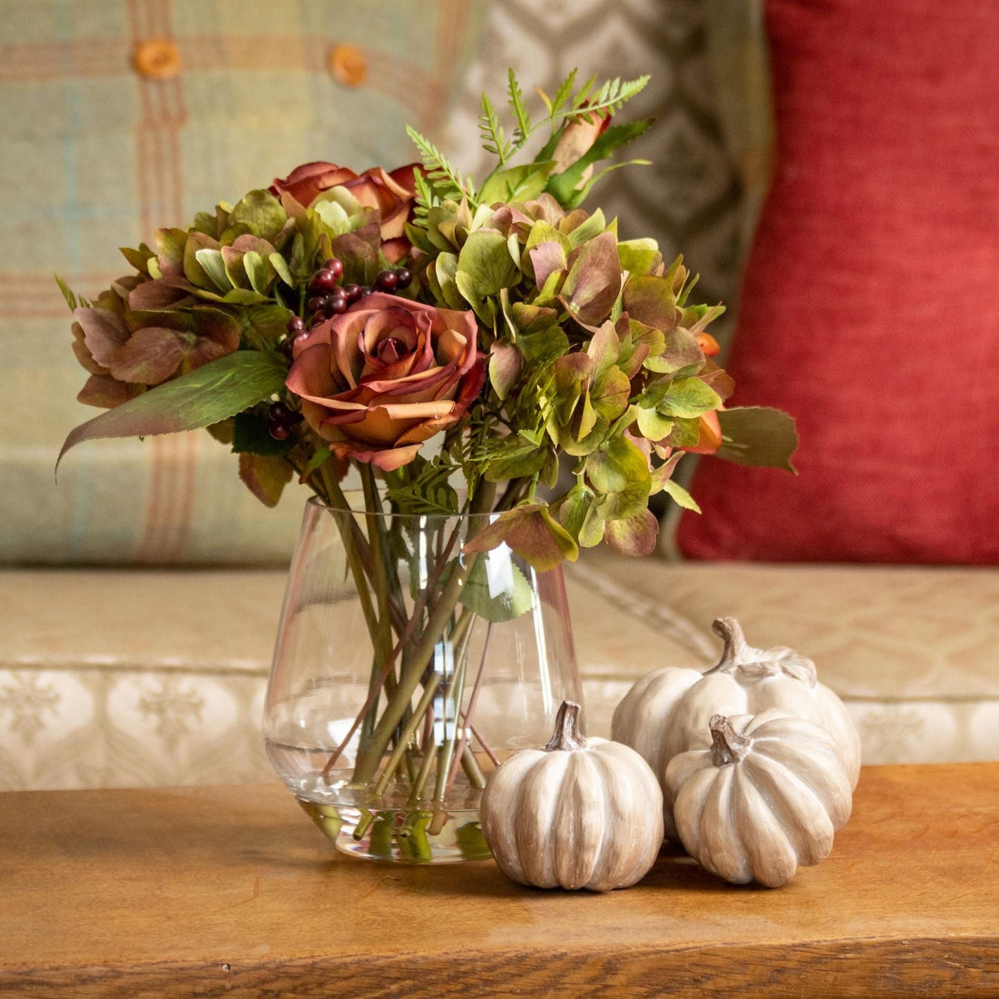 Set Of Six Carved Wood Effect Pumpkins For Autumn Decor - Darlington's Décor