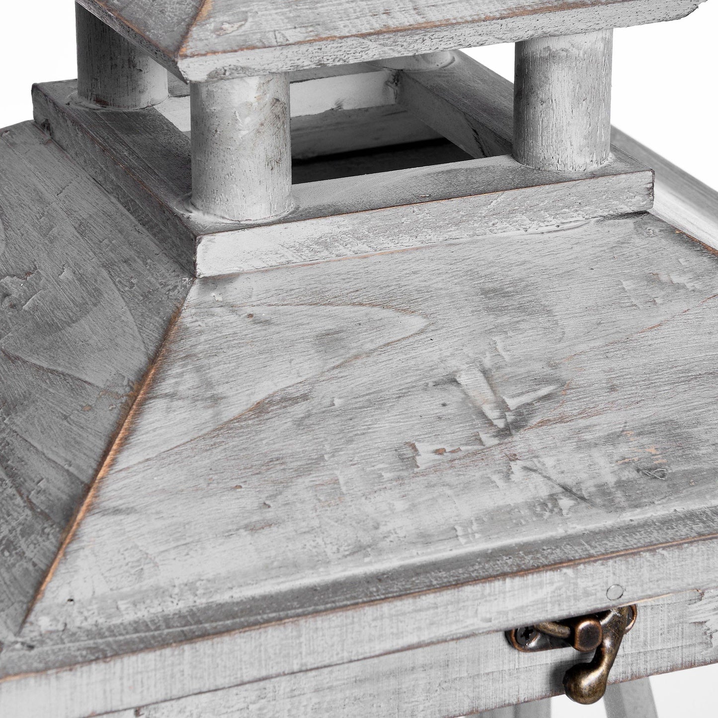 Set Of Three Wooden Lanterns With Traditional Cross Section - Darlington's Décor