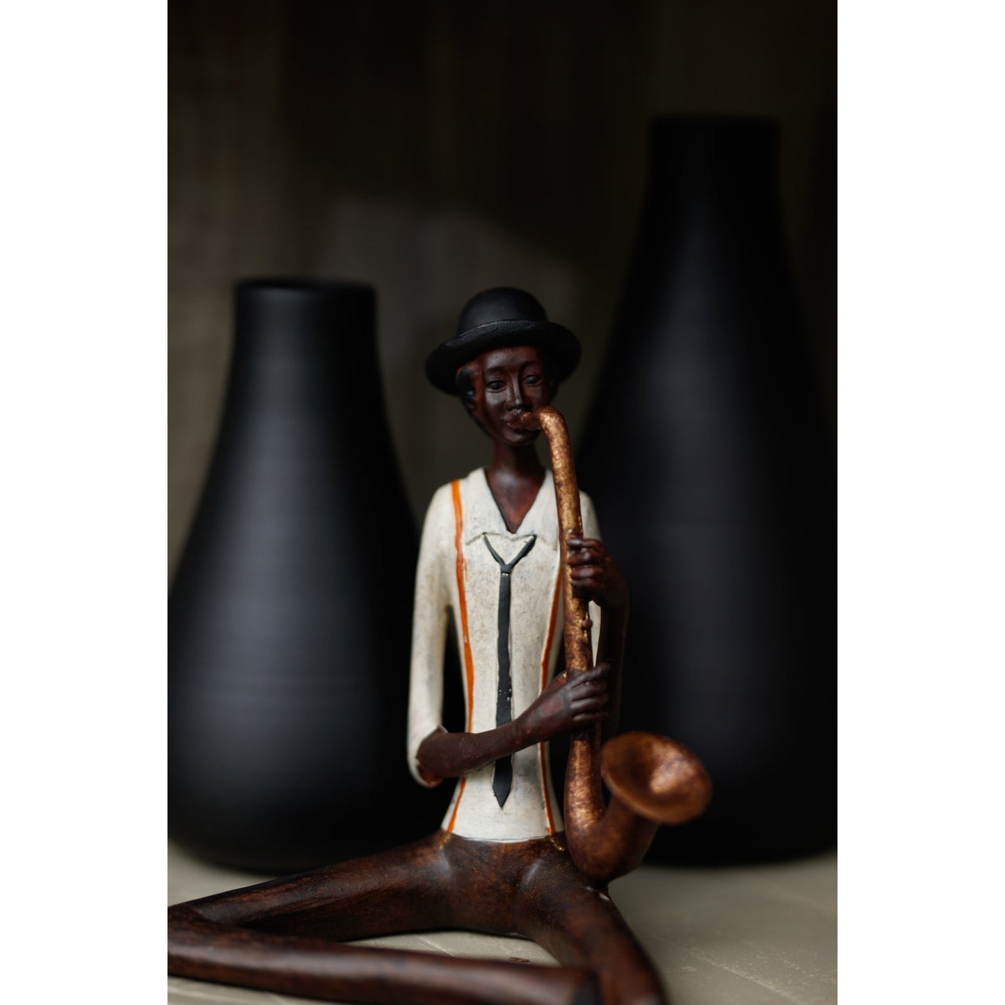Sitting Jazz Band Saxophonist Figurine for Home Decor - Darlington's Décor