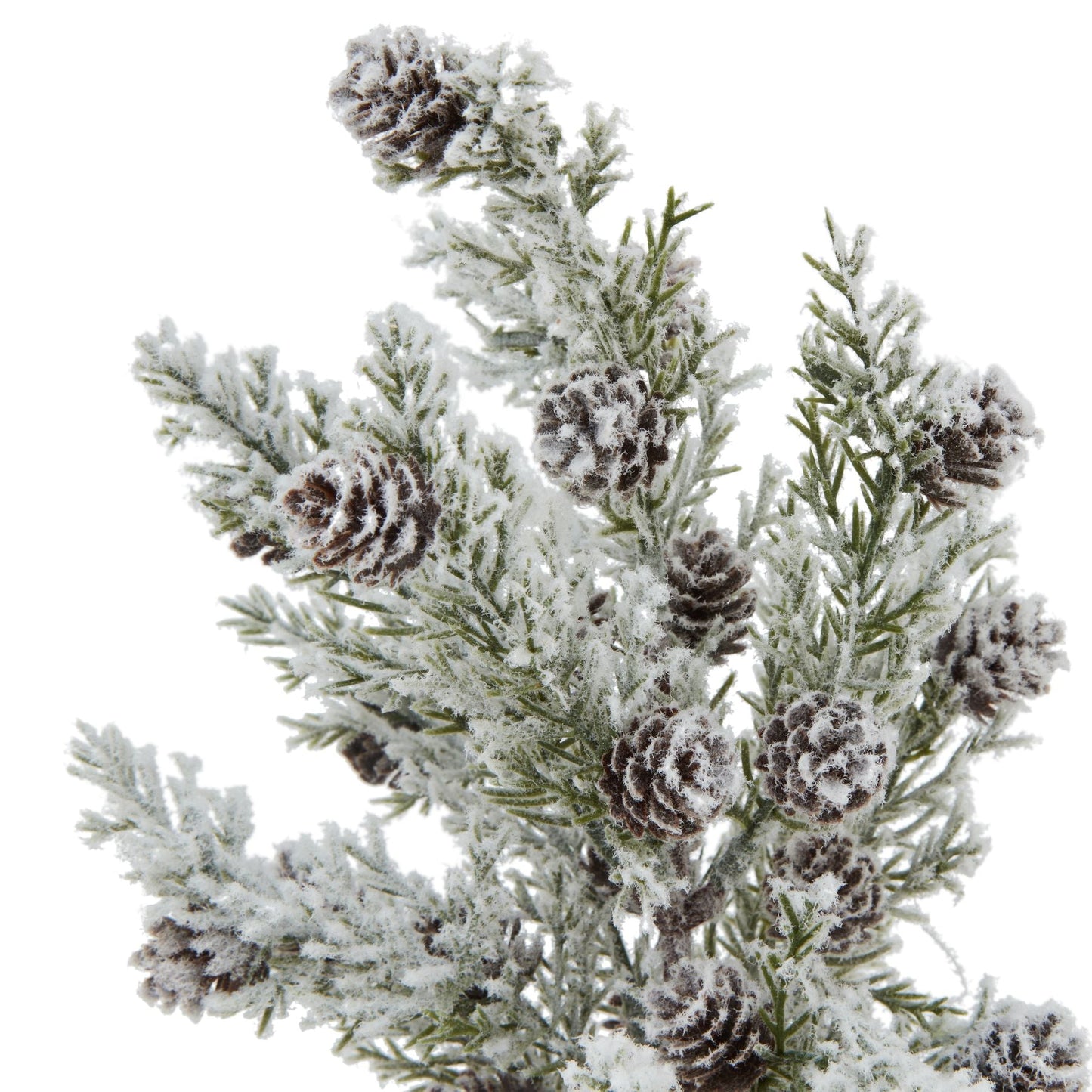 Small Snowy Fir Tree With Pinecones In Wood Log Base - Darlington's Décor