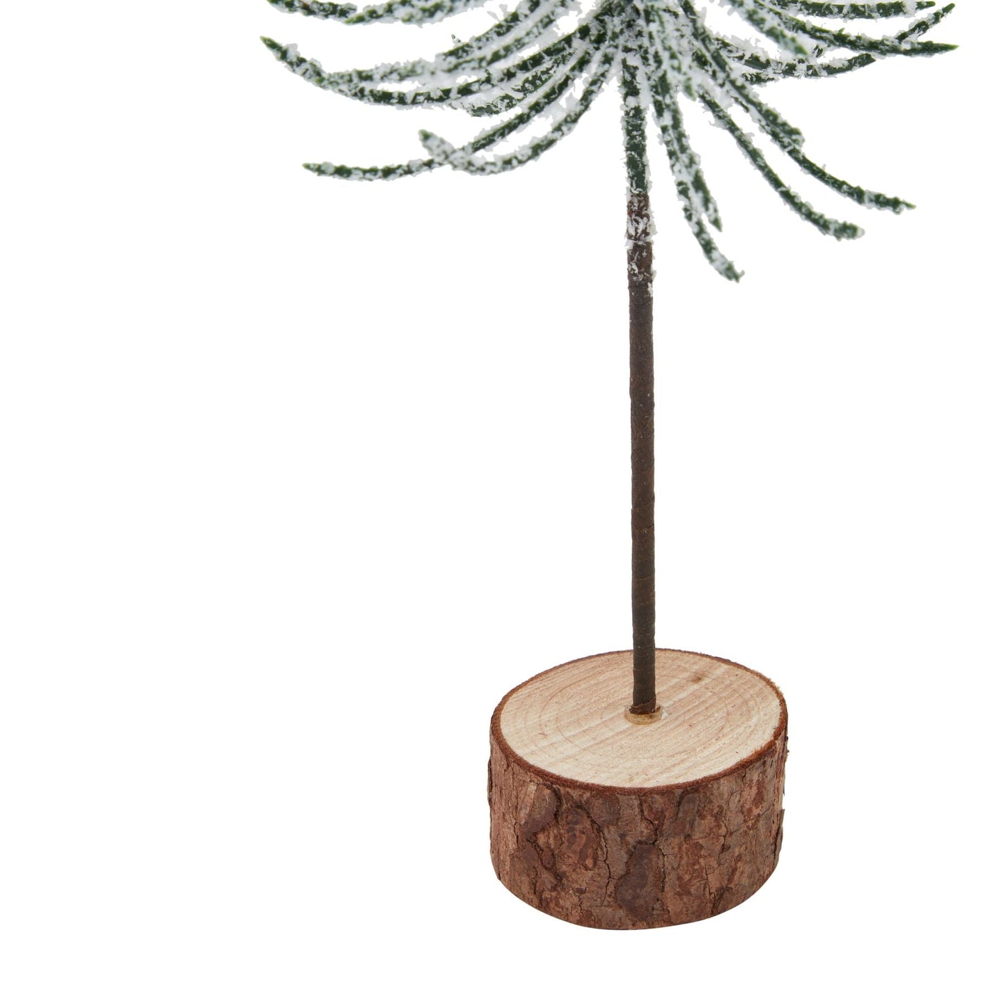 Small Snowy Spindle Tree In Wood Log Decor - Darlington's Décor