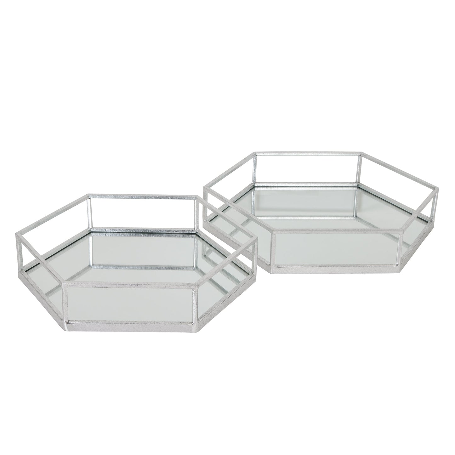 Sophisticated Silver Hexagon Set Of Two Trays - Darlington's Décor