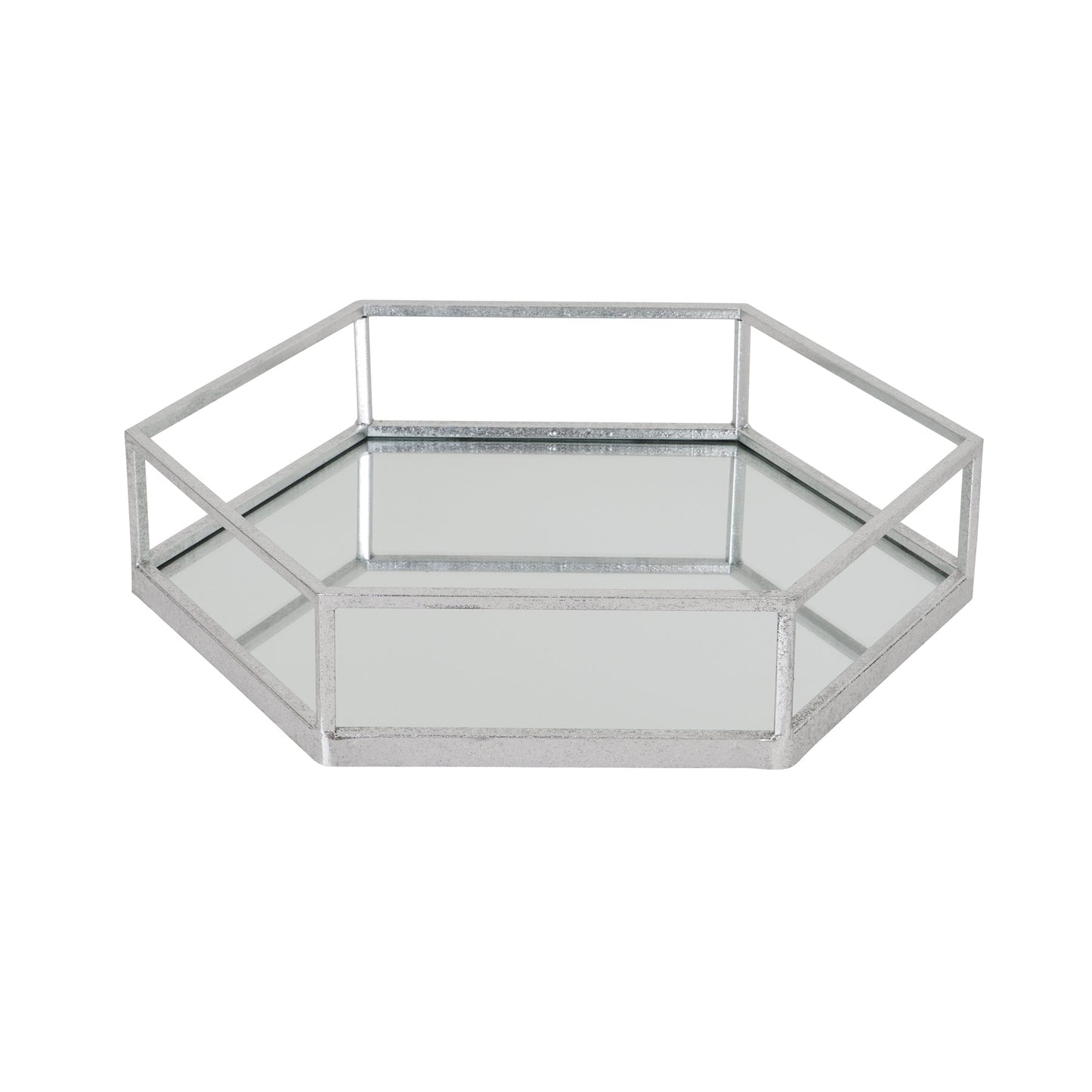 Sophisticated Silver Hexagon Set Of Two Trays - Darlington's Décor