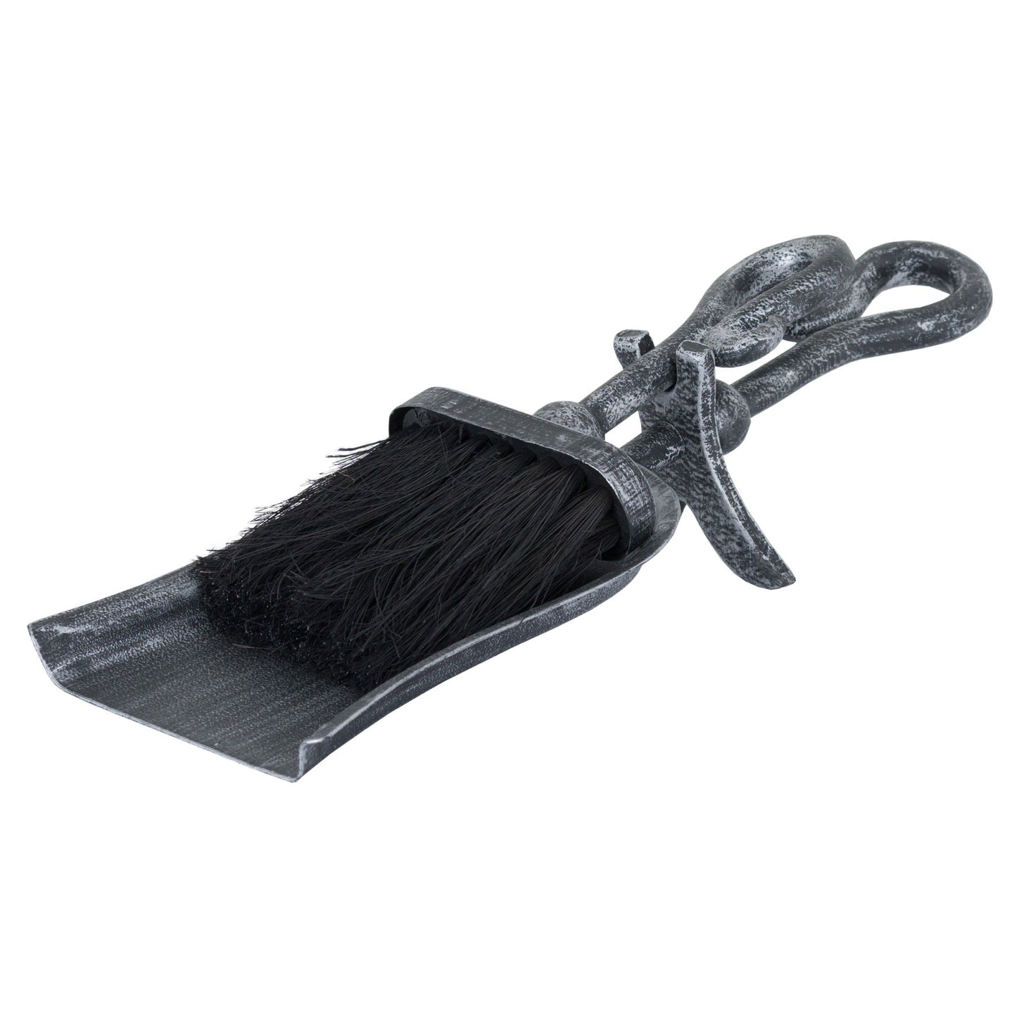 Stylish Silver Brushed Steel Crook Top Hearth Tidy Set - Darlington's Décor
