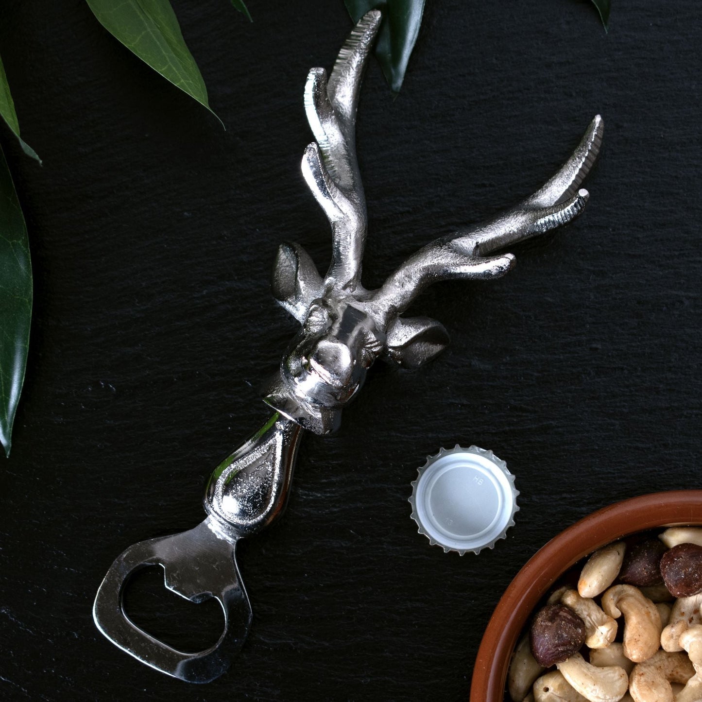 Stylish Silver Nickel Stag Head Detail Bottle Opener - Darlington's Décor