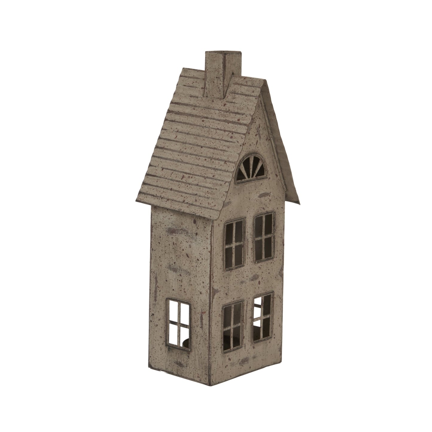 Tall Rustic Metal House Tealight With Glass Votive Holder - Darlington's Décor