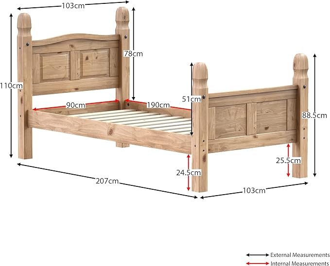 Vida Designs - Corona Double Bed Frame in Beige Pine - Darlington's Décor