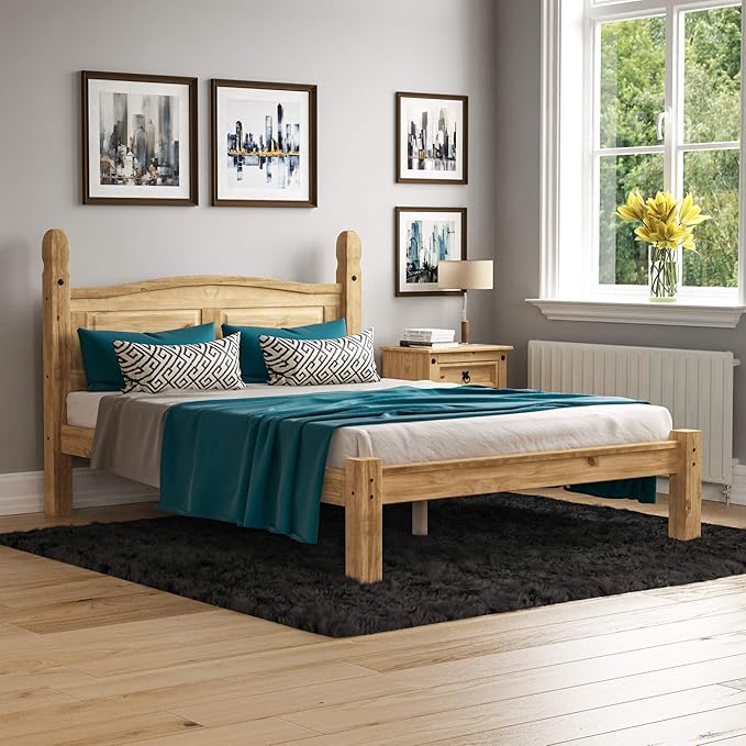 Vida Designs - Corona Double Bed Frame in Beige Pine - Darlington's Décor