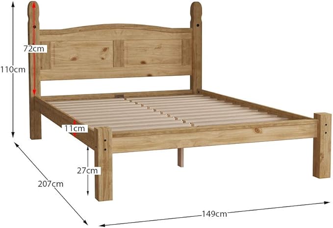 Vida Designs - Corona Double Bed Frame in Beige Pine - Darlington's Décor