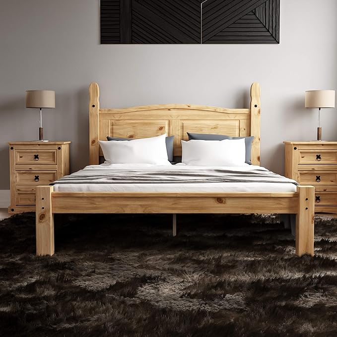 Vida Designs - Corona Double Bed Frame in Beige Pine - Darlington's Décor