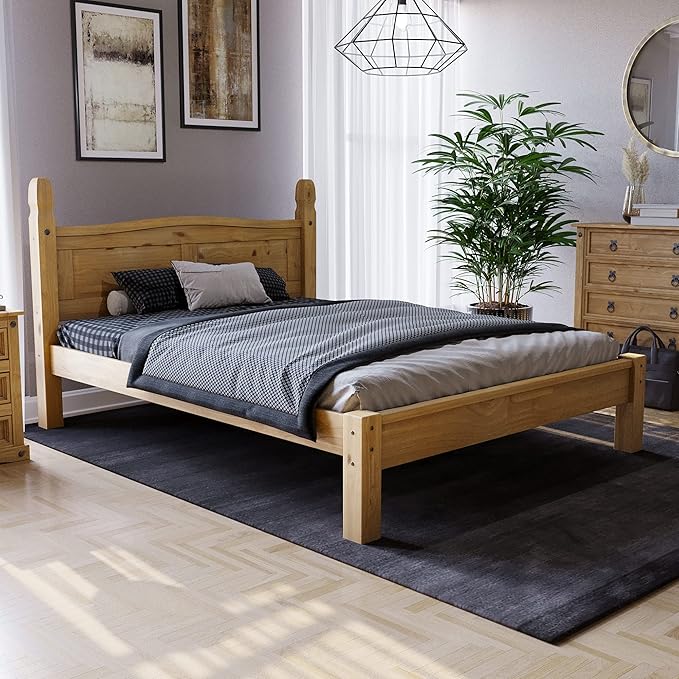 Vida Designs - Corona Double Bed Frame in Beige Pine - Darlington's Décor