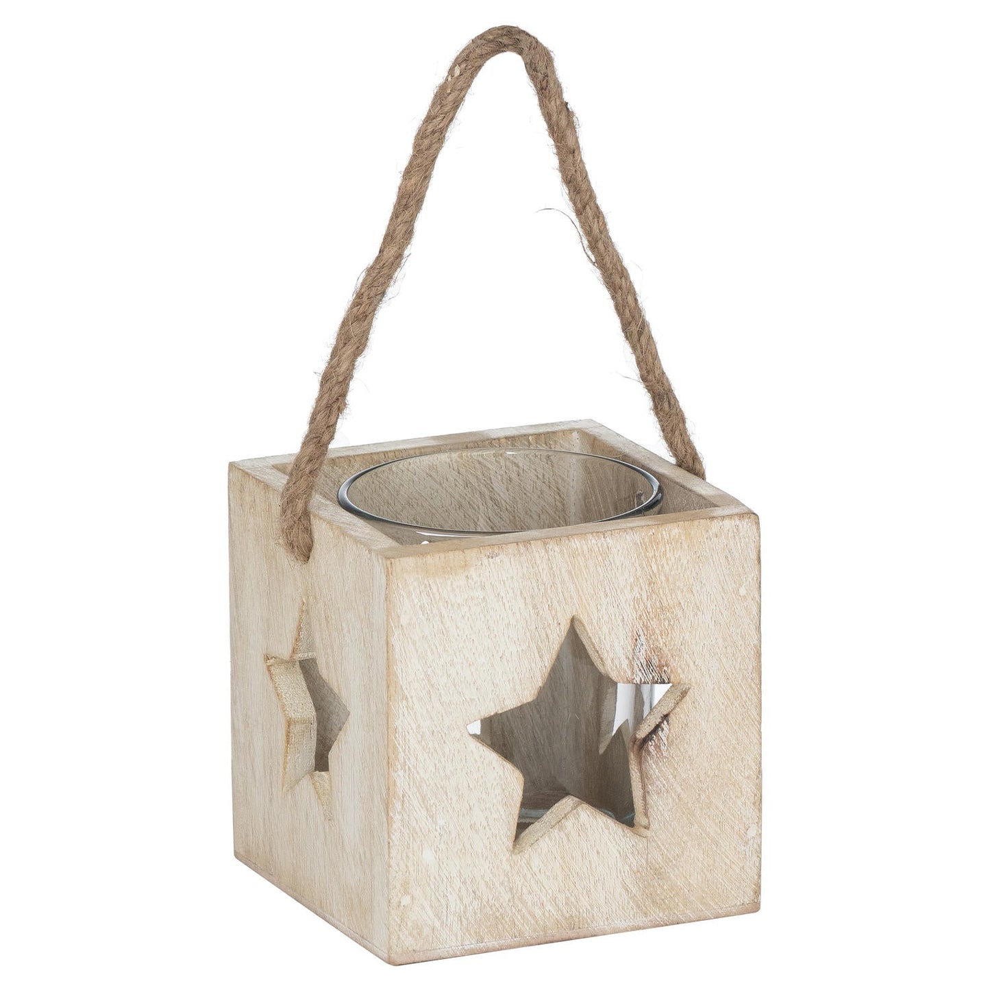 Washed Wood Star Tealight Candle Holder for Rustic Charm - Darlington's Décor