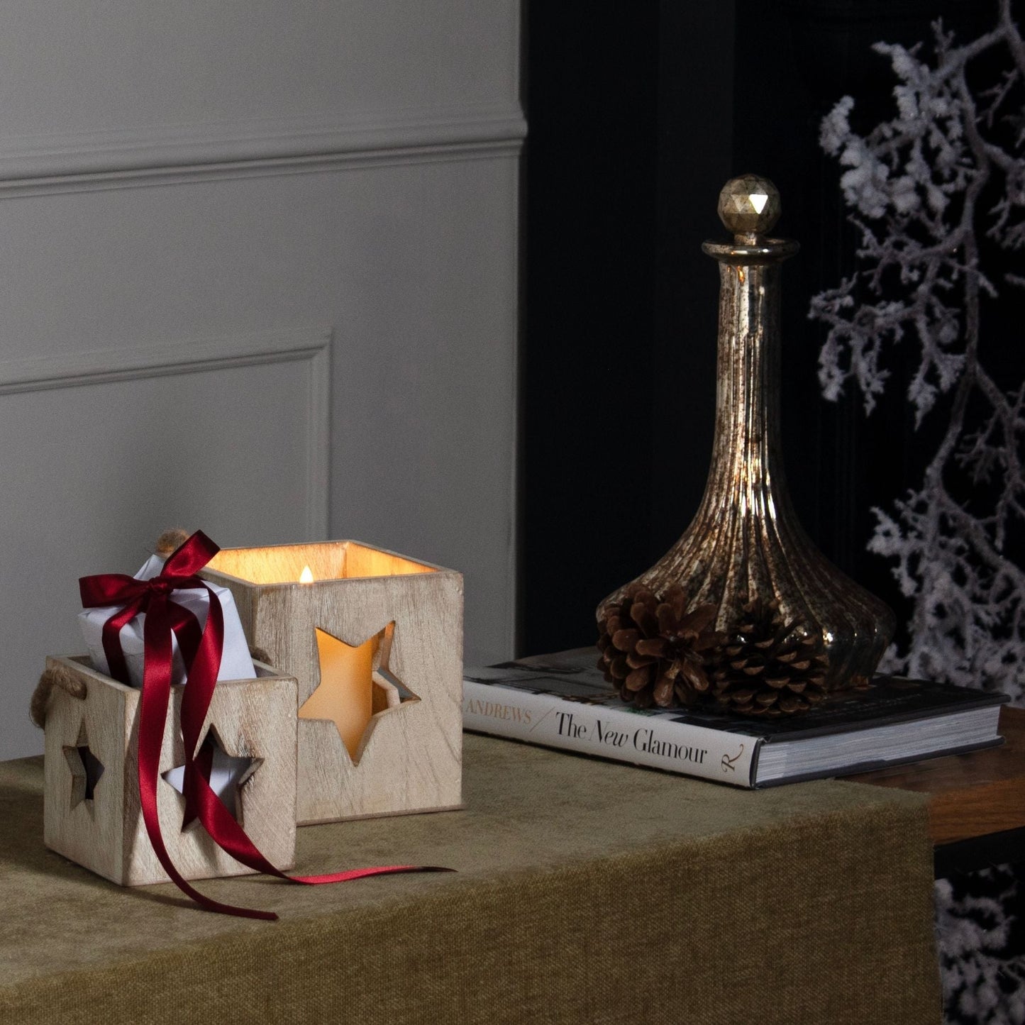 Washed Wood Star Tealight Candle Holder for Rustic Charm - Darlington's Décor