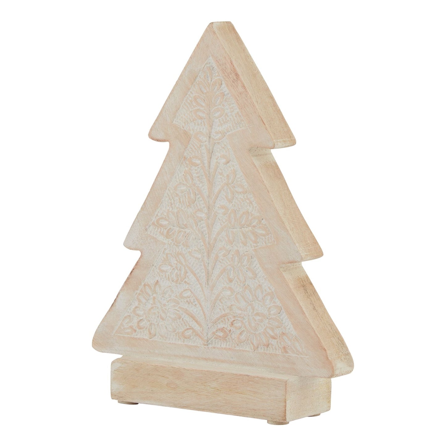 White Wash Collection Wooden Patterned Decorative Tree Accent - Darlington's Décor
