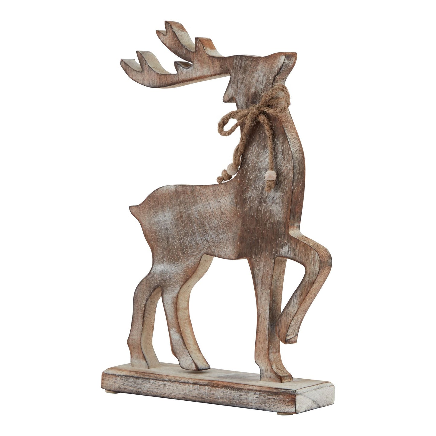 White Wash Collection Wooden Reindeer Decoration for Rustic Charm - Darlington's Décor