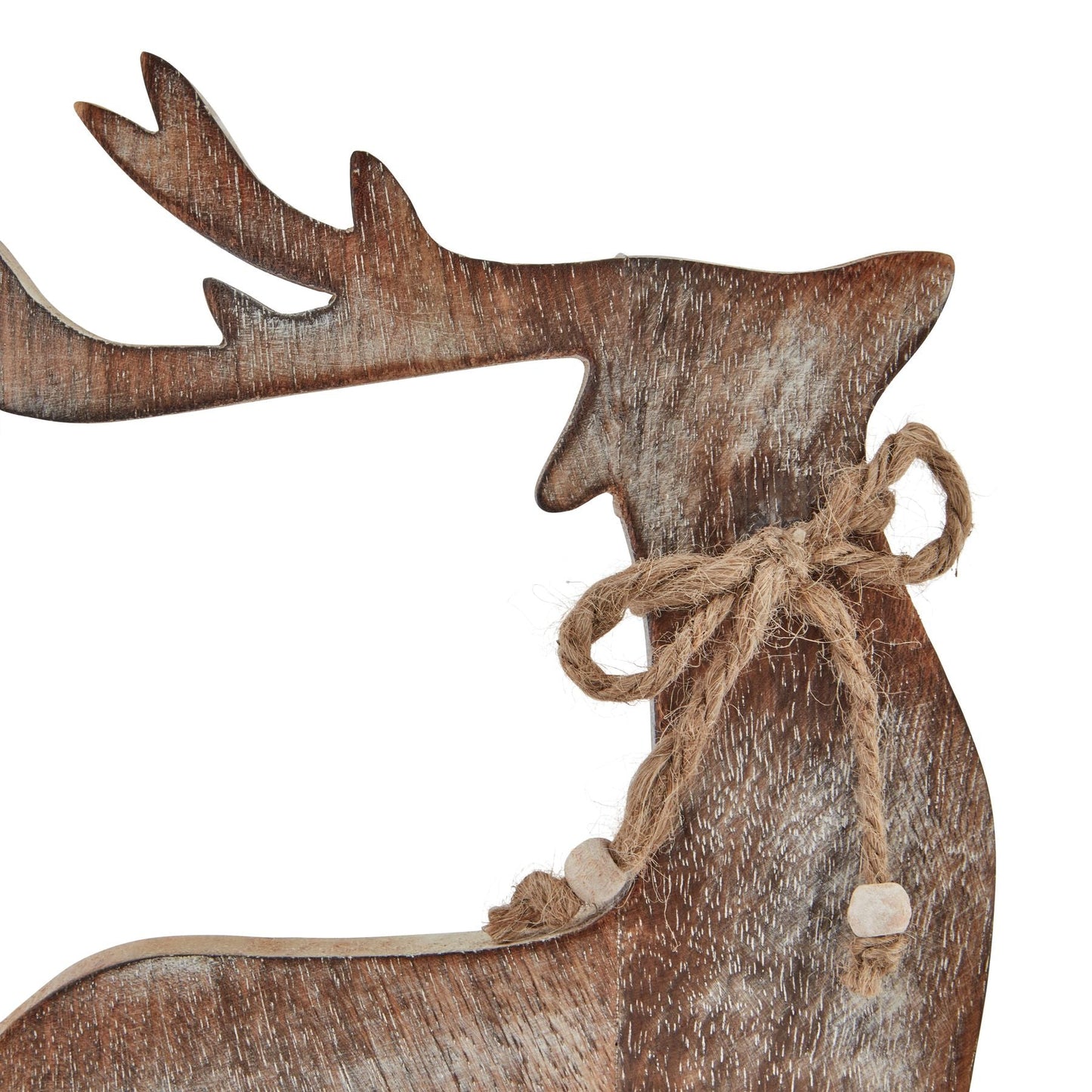 White Wash Collection Wooden Reindeer Decoration for Rustic Charm - Darlington's Décor